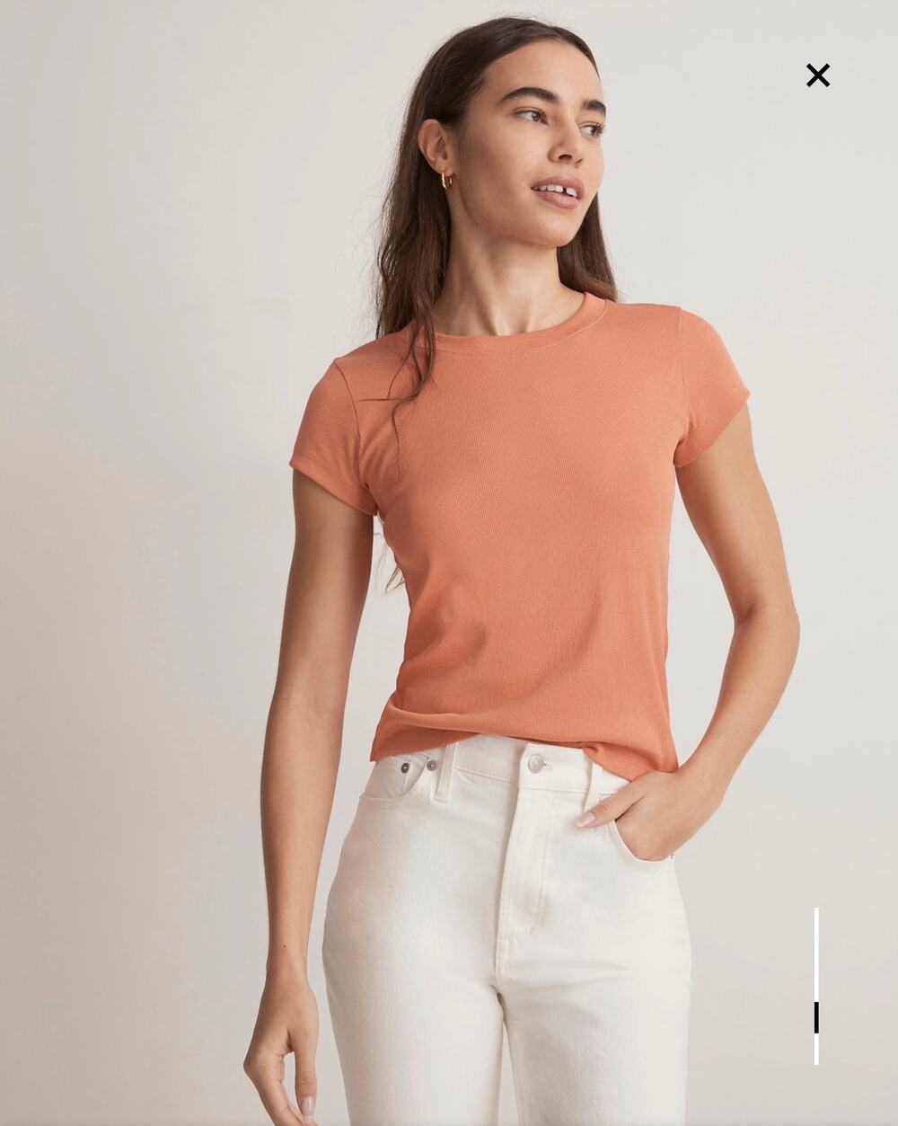 New Madewell Supima® Rib Tee in Classic Coral Women's Size M